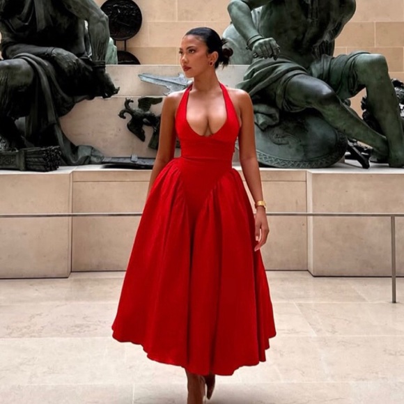 House of CB Marilyn Holly Red Midi NWOT